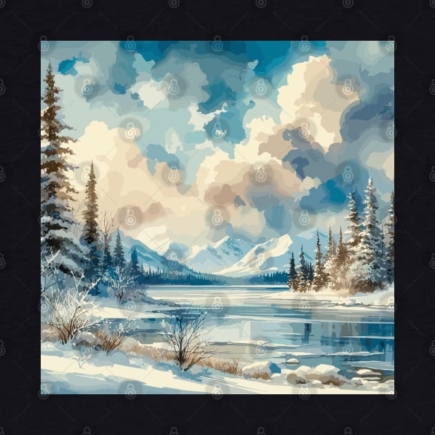 Winter Lake Winter Landscape by Siha Arts